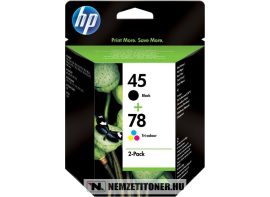 HP SA308AE multipack 51645AE Bk fekete + C6578DE színes #No.45+78 tintapatron | eredeti termék