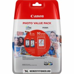 Canon PG-545 Bk fekete XL + CL-546 színes XL multipack tintapatron + 10x15 fotópapír /8286B006/, 2x8 ml | eredeti termék